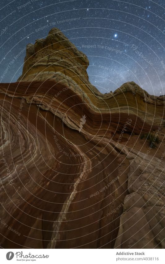 Raue Felsformationen am Nachthimmel Felsen Formation Himmel sternenklar rau Berge u. Gebirge Natur Landschaft Wahrzeichen Arizona USA Vereinigte Staaten amerika
