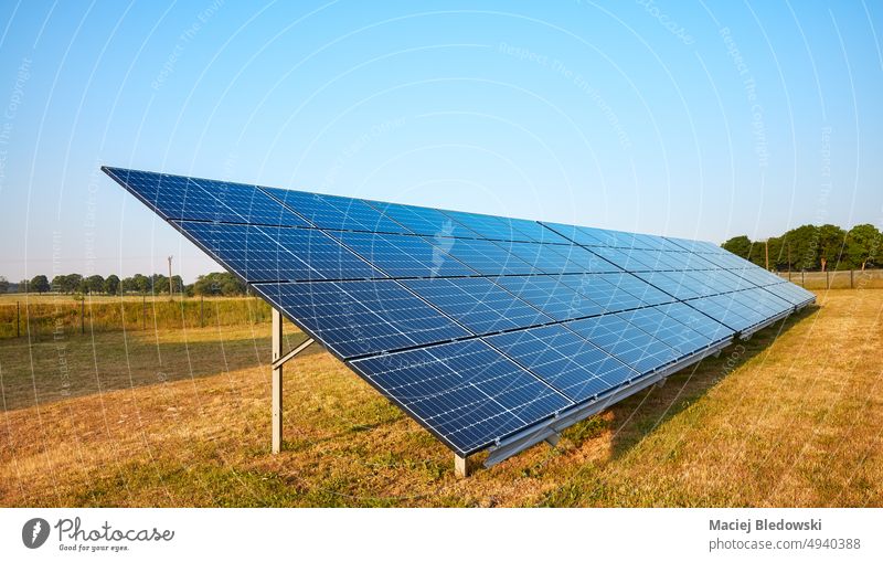 Bild von Solarmodulen auf einem Feld, selektiver Fokus. Sonnenkollektor Panel solar Öko Natur Technik & Technologie RES blau Energie Photovoltaik alternativ