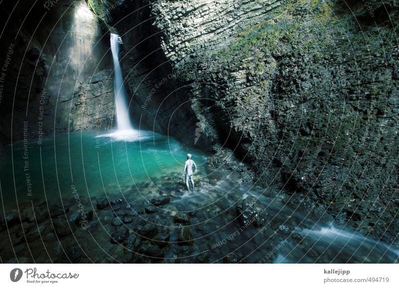 mein schatz! Mensch maskulin Mann Erwachsene Leben Körper 1 30-45 Jahre Umwelt Natur Landschaft Wasser Felsen Bach Wasserfall blau grün Slowenien klein schön