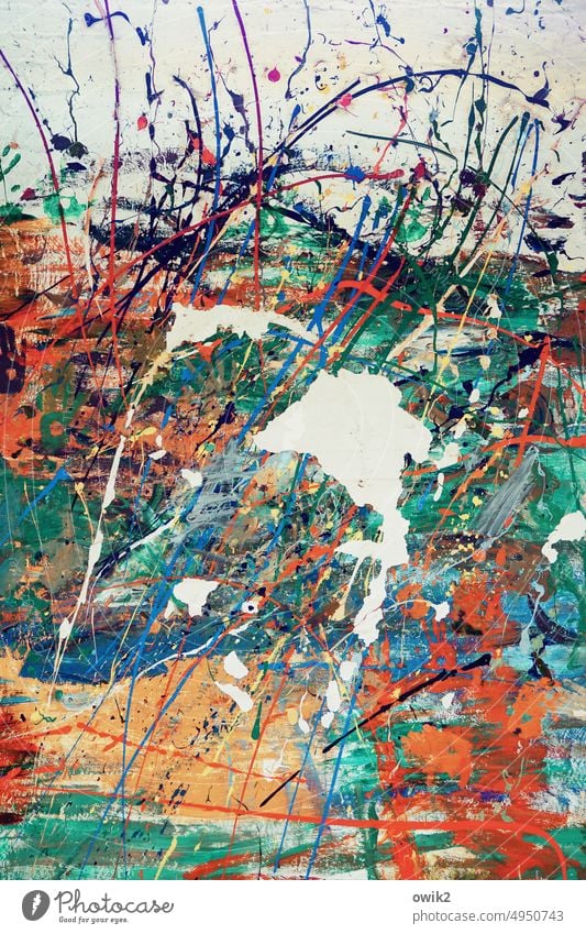 Wilde Romantik Action Painting Jackson Pollock moderne Kunst Inspiration farbenfroh bunt Linien leuchten komplex unklar Rätsel frei Farbspur Farbenwelt