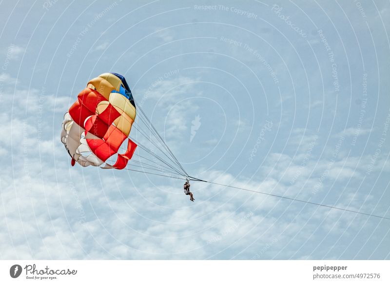 Paragleiter/Gleitschirm Gleitschirmfliegen Gleitschirme Sport Himmel Freiheit Freizeit & Hobby Wind Fallschirm Außenaufnahme bunt bunt gemischt farbenfroh
