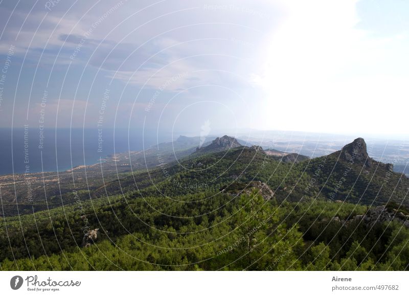 schöpfung dritter tag Natur Landschaft Pflanze Urelemente Luft Wasser Himmel Wolken Wetter Wald Berge u. Gebirge Besparmak Meer Mittelmeer Unendlichkeit blau