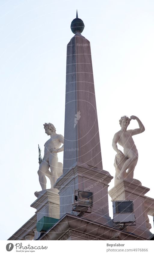 Statuen, Venedig Dachgesims Murmel Balustrade Musik Obelisk palzzo Pfund Bildhauerei Marmorbrüstung klassisch künstlerisch Kunst