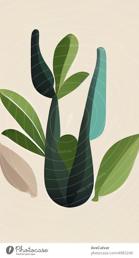Nahtloses Muster mit bunten abstrakten Formen.Trendy Drucke Pflanzen in flachen Stil.Der moderne Stil ist perfekt für decor.Boho Hause Pflanzen Muster auf weißem Hintergrund Rahmen für Einladungen, Grußkarten