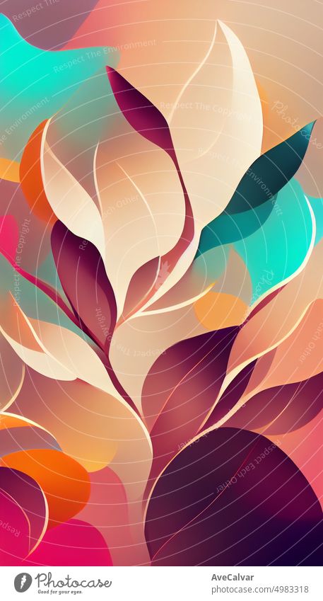 Luxus Blumen digitale Illustration Hintergrund mit bunten Farben in Linie Kunst-Stil. Botanische Poster mit Aquarell Blätter in der Kunst Linie Stil für Dekor, Design, Tapete, Verpackung