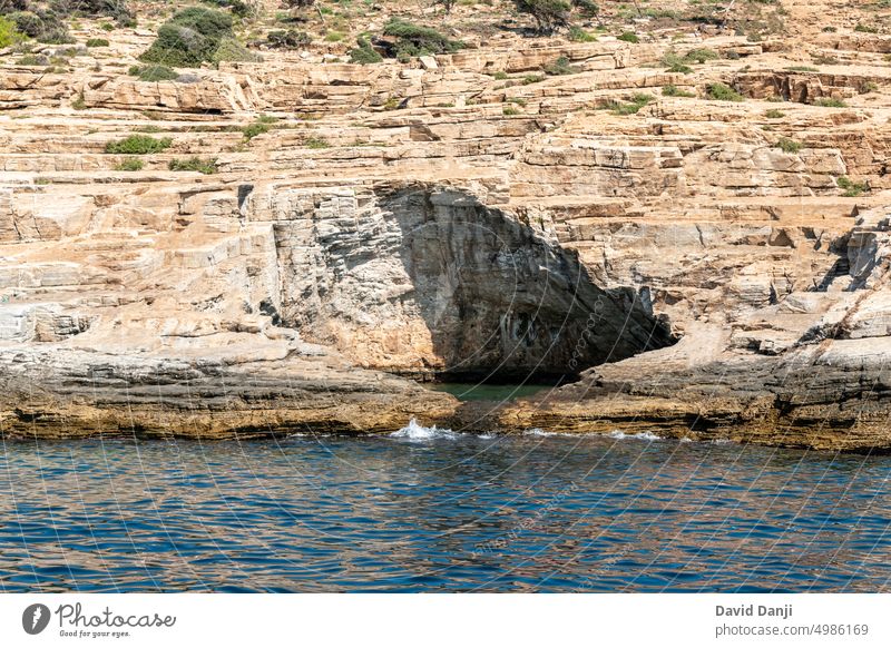 Lagune von Giola ohne Menschen, Thassos, Griechenland alyki Hintergrund Strand schön blau Klippe Küste Küstenlinie Kreuzfahrt Ausflugsziel Europa giola
