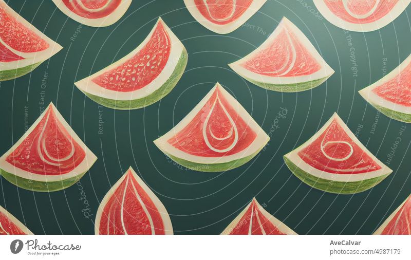 nahtloses Muster einer exotischen Wassermelone. Exotische Früchte Mode Druck. Design-Elemente für Baby-Textilien oder Kleidung. Hand gezeichnet doodle Wiederholung Köstlichkeiten. Tropische Tapete