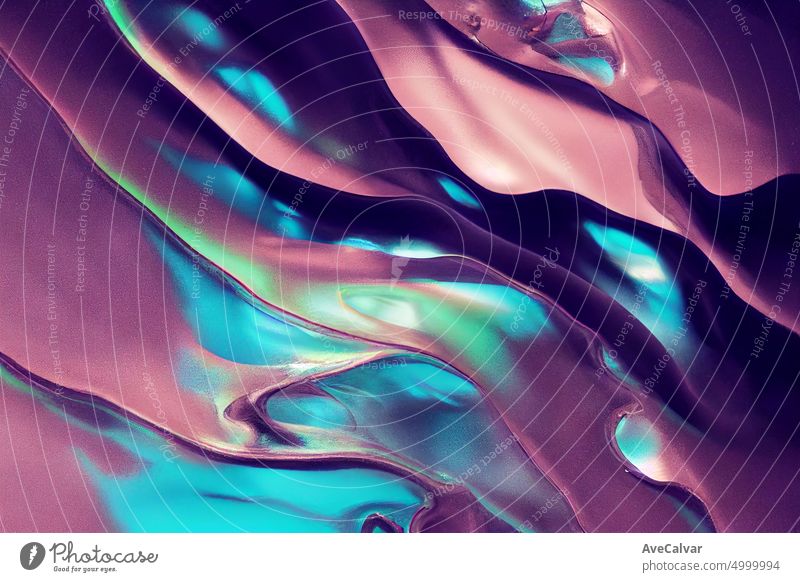 Abstrakte trendige holographische Hintergrund.Multicolor abstrakten kreativen Hintergrund von gekrümmten Formen gemacht.schillernde Oberfläche faltig vaporwave wellig
