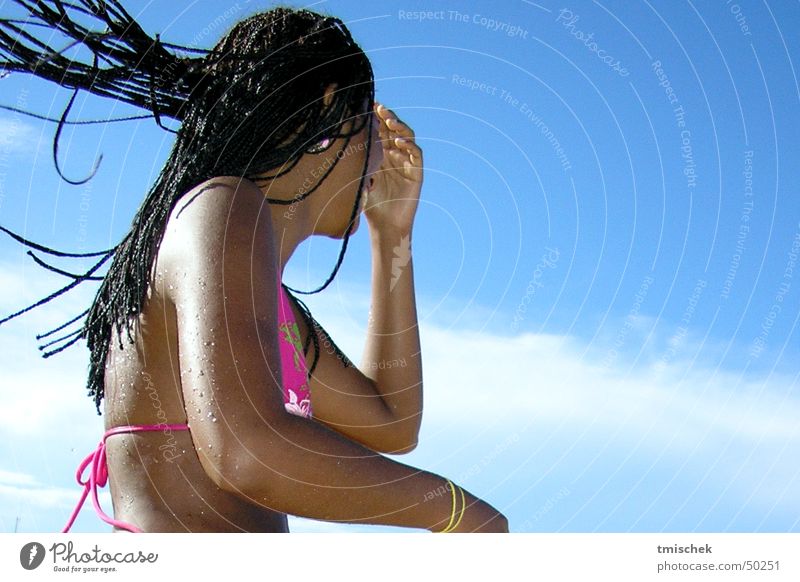Mulata Himmel Strand Bikini Brasilien Model Afrika Frau sky black hair mulata woman happyness joy Sambatänzer Sommer