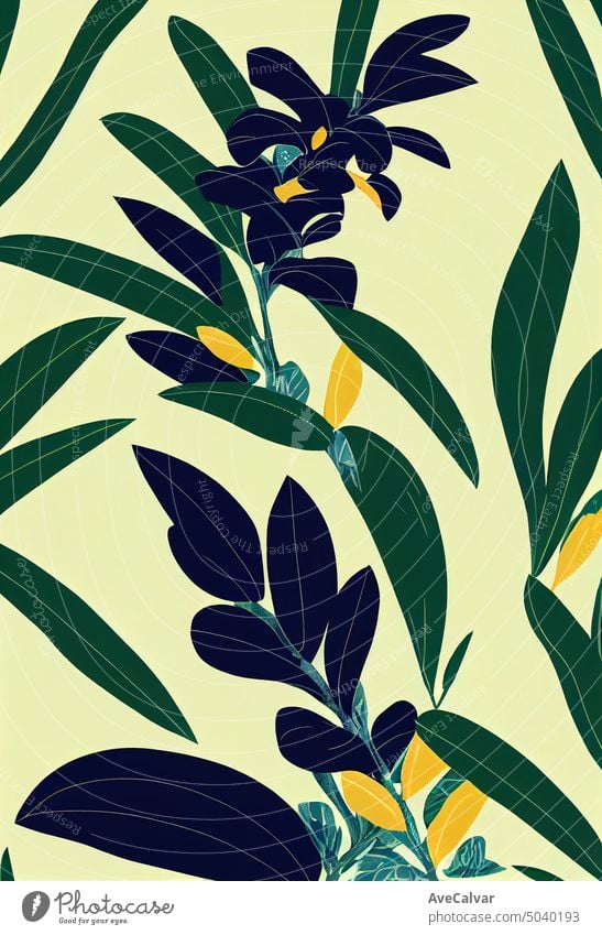 Hintergrund Illustration der tropischen Flora Muster, weißer Hintergrund, fett umreißen mit verschiedenen Pflanzen Grafik u. Illustration Dschungel Handfläche