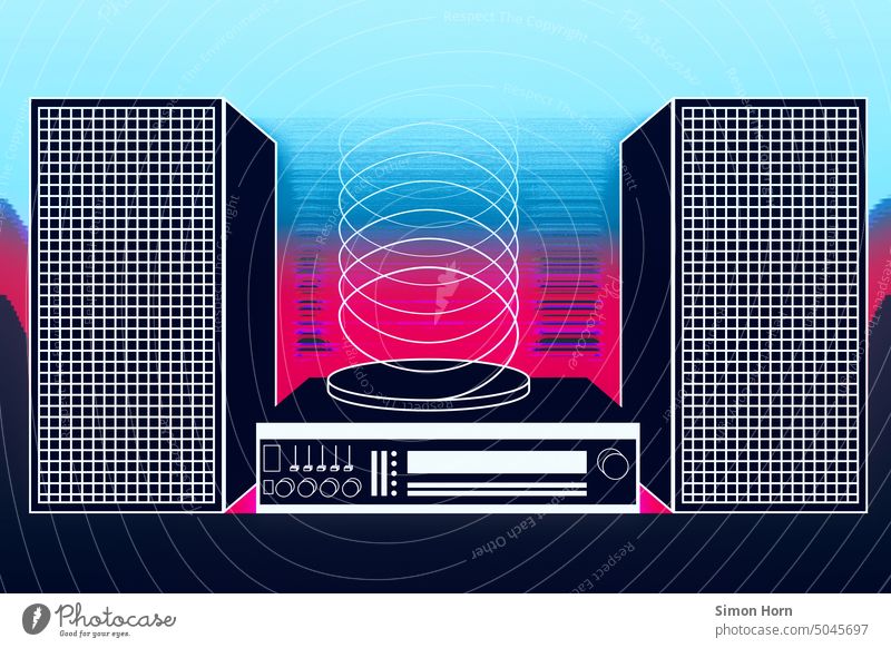 Stereo stereo Musik Klang spielen Soundtrack Hallo Audio altehrwürdig Aufzeichnen Vinyl Gerät retro Melodie Spieler Plattenteller Equalizer klassisch dj