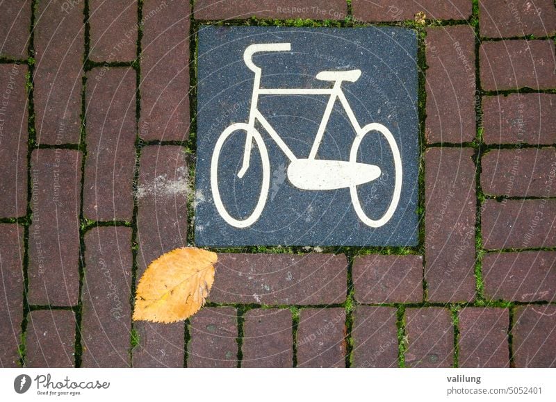 Fahrradspur-Schild in Amsterdam, Niederlande holländisch Asphalt Hintergrund Fahrradweg Fahrradwegweiser Fahrradspur-Symbol Radfahren Großstadt Zyklus Boden
