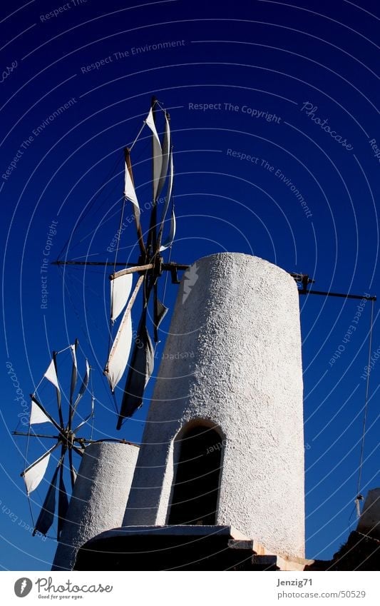 Windmühlen auf Kreta. Griechenland Ferien & Urlaub & Reisen Mühle zerkleinern weiß Himmel blau