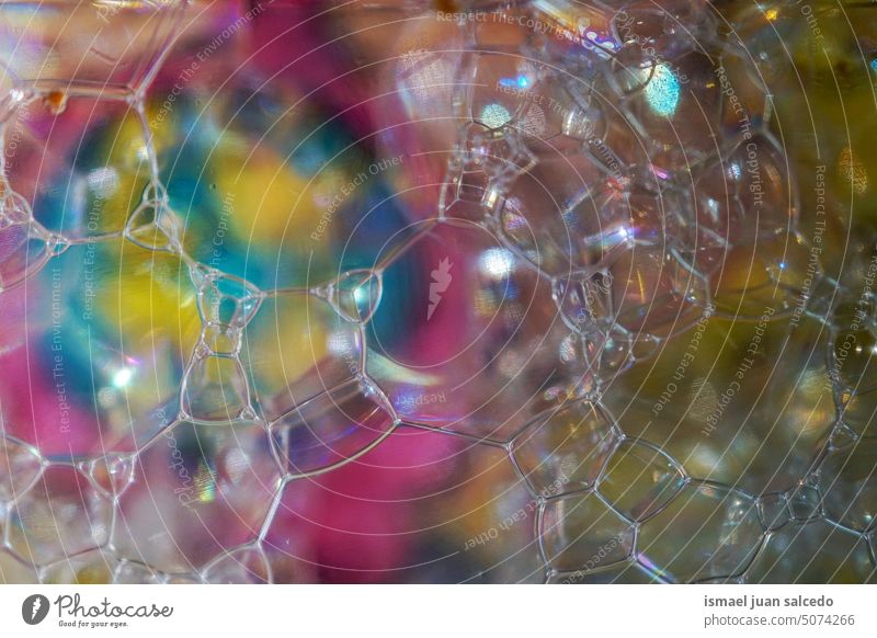 Schöne Seifenblasen, abstrakte Hintergründe Schaumblase Blasen Badeschaum Kugel texturiert Muster durchsichtig Farben farbenfroh mehrfarbig Tapete