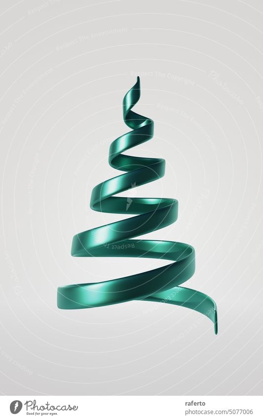 Weihnachtsbaum mit Schleife. 3D-Rendering Weihnachten Baum Feiertag dreidimensional Hintergrund Grafik u. Illustration 3D-Darstellung Gruß Ornament fröhlich