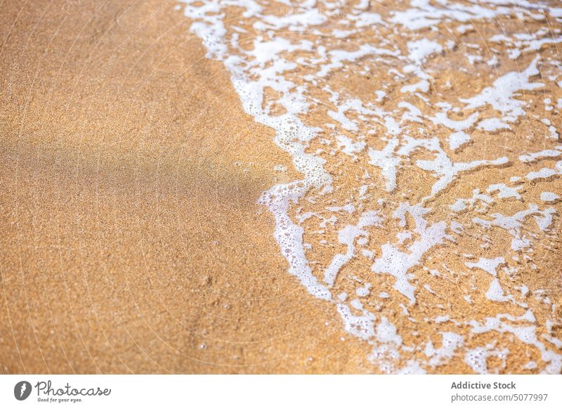 Schäumende Meereswelle am Ufer schäumen winken rollen Meeresufer Sand Strand MEER Küste Wasser Natur Getaria Spanien Europa Seeküste Küstenlinie