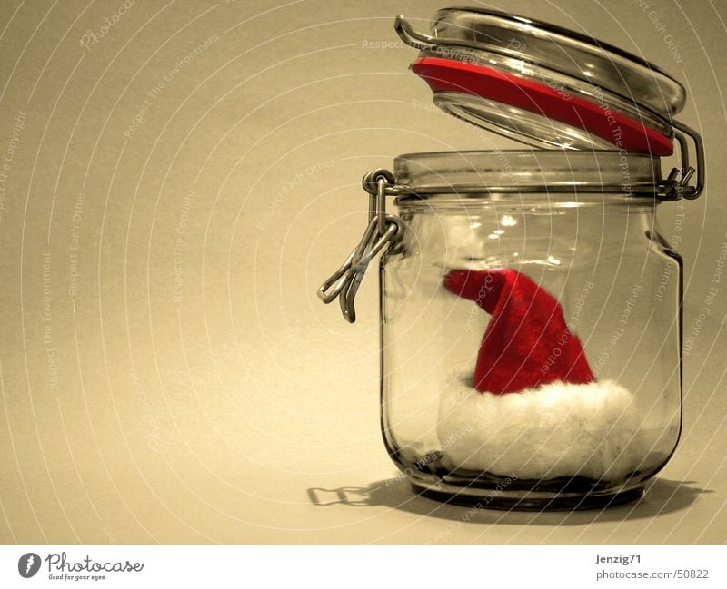 Alle Jahre wieder.... Weihnachtsmann Mütze Konservendose Glas Weihnachten & Advent Einmachglas Nikolausmütze