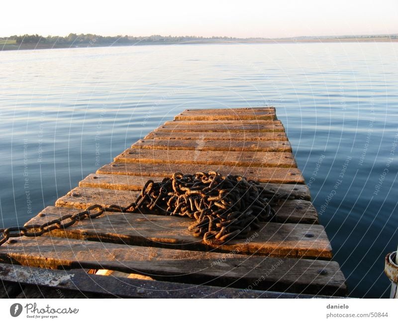 Morgenstimmung am See Steg ruhig Kette Wasser Morgendämmerung lake chain whater quitness calmness silence morning-light