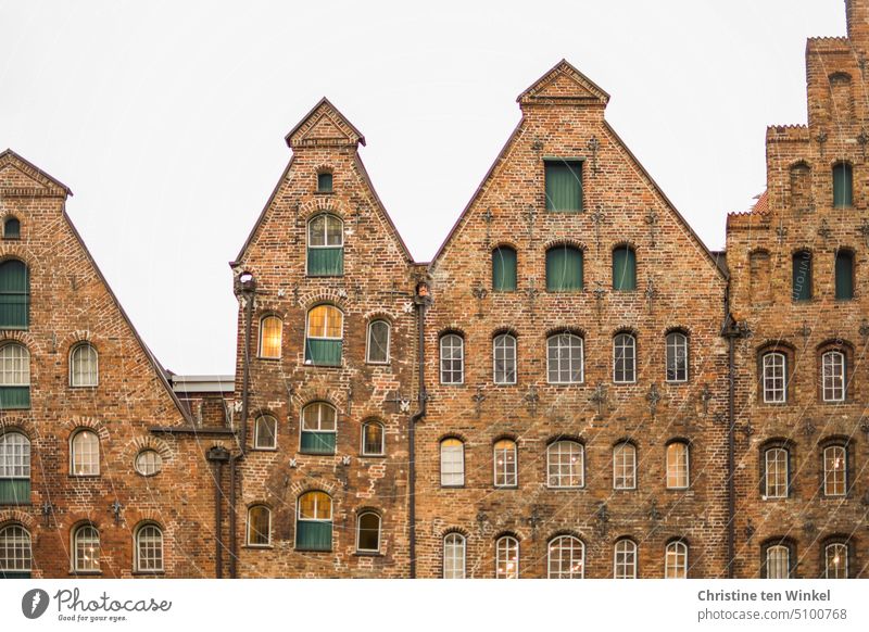 Die historischen Salzspeicher in Lübeck | Orte, die etwas bedeuten Fenster Lagerhaus Stadt Denkmalschutz Tradition Fassaden Gebäude Architektur Altstadt alt