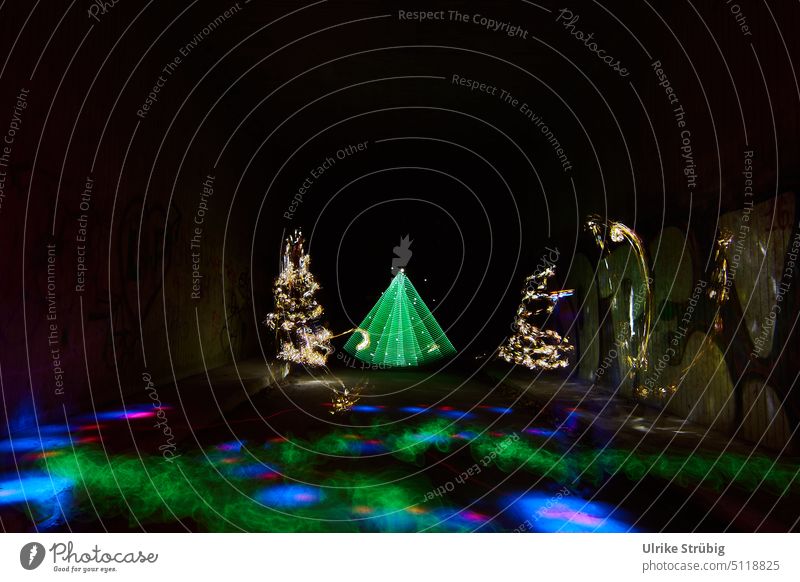 Weihnachtliches Lightpainting Licht Weihnachten Weihnachtsbaum Weihnachten & Advent Winter bunt lichter Farbe Farbigkeit Lichtspiel Lichtschein Phantasie