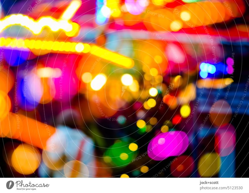 Blendet bunter Budenzauber Weihnachtsmarkt Jahrmarkt Unschärfe mehrfarbig Weihnachtsstimmung leuchten Weihnachtsbeleuchtung Beleuchtung Bokeh