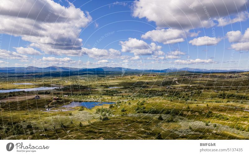 Luftbildaufnahme Hochebene Norwegen Luftaufnahme Hochland Landschaft im Freien Umwelt reisen malerisch Natur Tourismus natürlich schön Europa Hügel