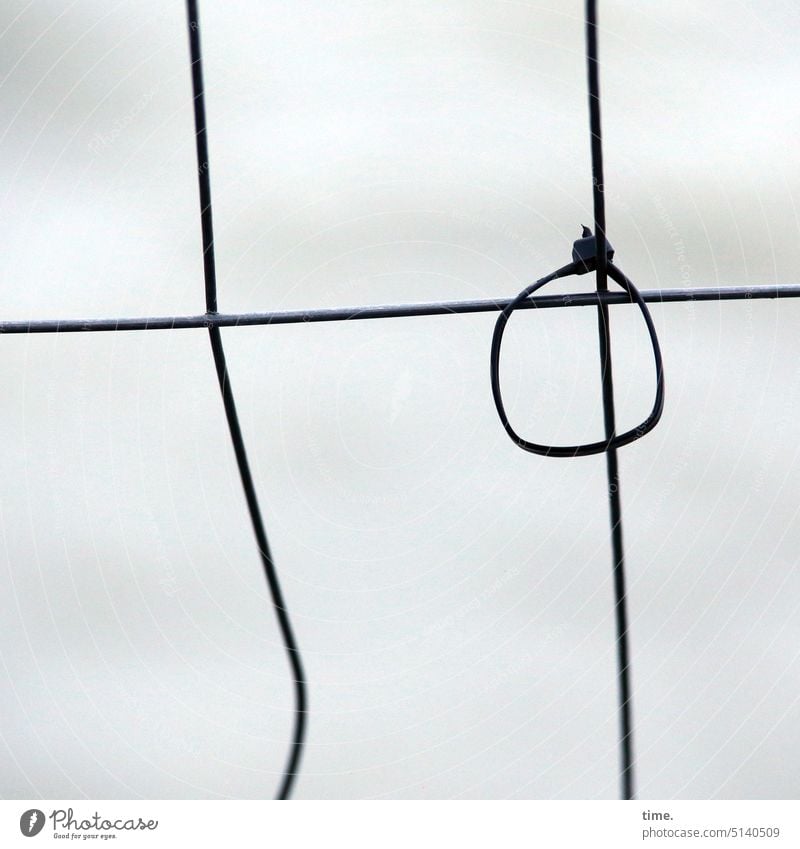 Geschichten vom Zaun (126) Kabelbinder Metall Befestigung Strukturen & Formen abstrakt graphisch Linie Muster Design Grafik u. Illustration Detailaufnahme