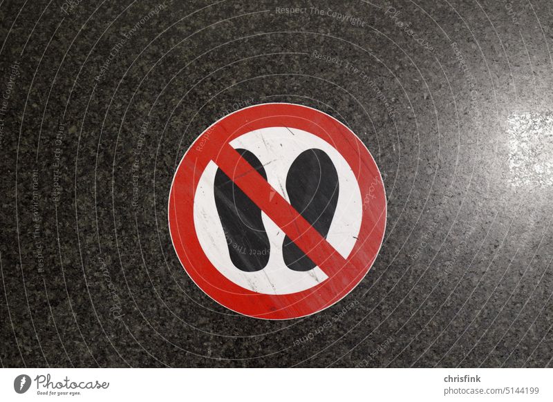 Warnschild Hinweisschild auf Boden Nicht betreten Betreten verboten Füße Fuß Schuh Schild Verbotsschild Warnung Schilder & Markierungen Warnhinweis