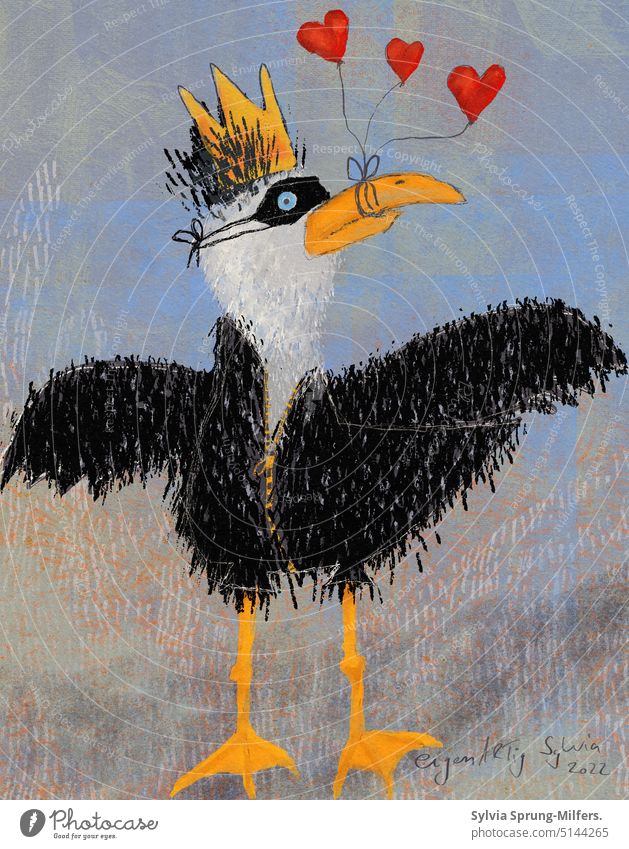 Möwe im Rabenkostüm Rabenvögel Illustrationen Verkleidung verkleidet Vogel schwarz Krähe Tier Kostüm verstellen anders sein falsch