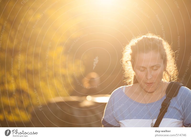 Bärensee 2013 | Goldlöckchen Mensch feminin Frau Erwachsene Gesicht 30-45 Jahre genießen blau gelb schwarz Sonnenuntergang Farbfoto Außenaufnahme Abend Licht