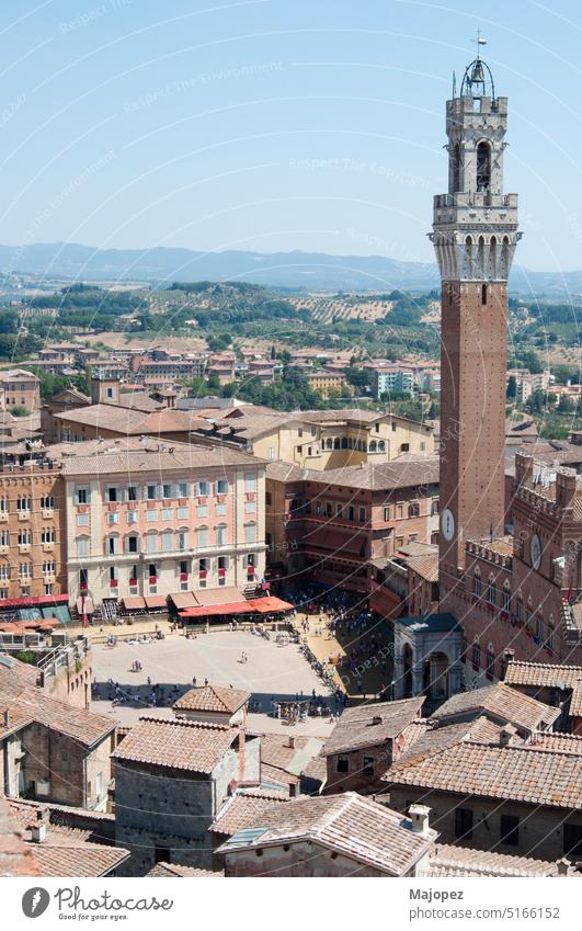 Schöne Luftaufnahme von Siena, Italien Toskana piazza Dach Kathedrale berühmt antik alt Ansicht historisch Stadtbild reisen Italienisch mittelalterlich oben