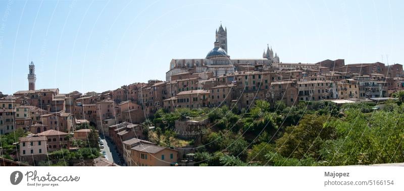 Blick auf Siena bei schönem Licht Panorama berühmt urban mittelalterlich historisch antik Kathedrale Landschaft Ansicht Tourismus Wahrzeichen Architektur reisen