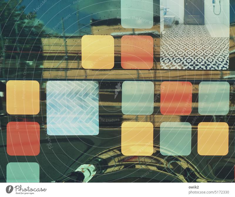 Fliesenfirma PKW Transporter Van Aufkleber Werbung abstrakt Farbflächen Quadrate abgerundet Strukturen & Formen Kunststoff glänzend Reflexion & Spiegelung