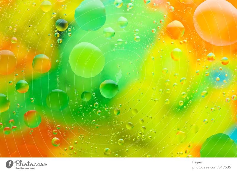 Blasen Design Kunst Kunstwerk Gemälde Wasser Wassertropfen Flüssigkeit Öl Tropfen Emusion Regenbogen Prisma Farbbrechung Fett farbig Farben Pop-Art