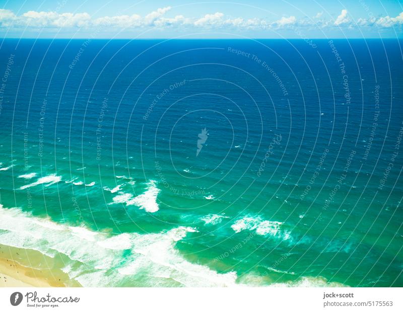 bis zum Horizont und dann immer weiter Pazifik Pazifikstrand Wellen Küste Natur Himmel Wolken Vogelperspektive Panorama (Aussicht) Ferne Schönes Wetter Brandung