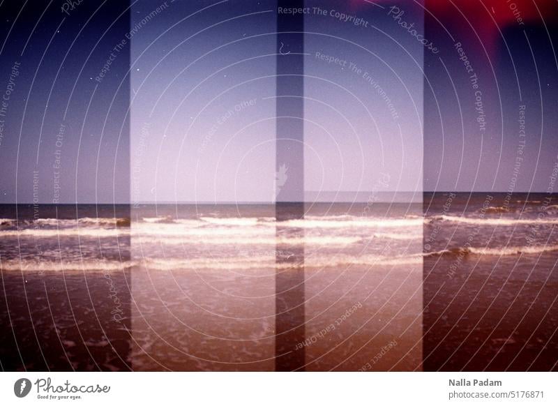 Meer einS- 3 in 1 analog Analogfoto Farbe Farbfoto Welle Himmel Außenaufnahme Nordsee Wasser Diana Mini