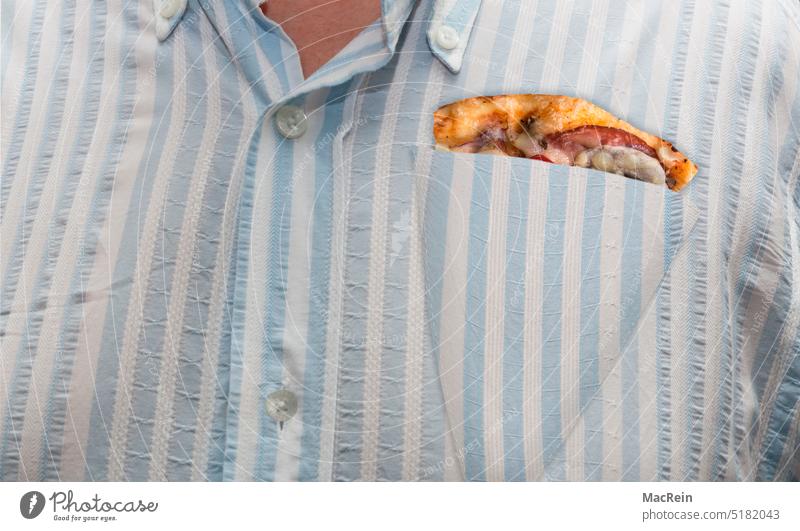 Pizza-Hemd hemd Fastfood Stadt Essen kleidungsstück Oberhemd brusttasche Kleidung blau