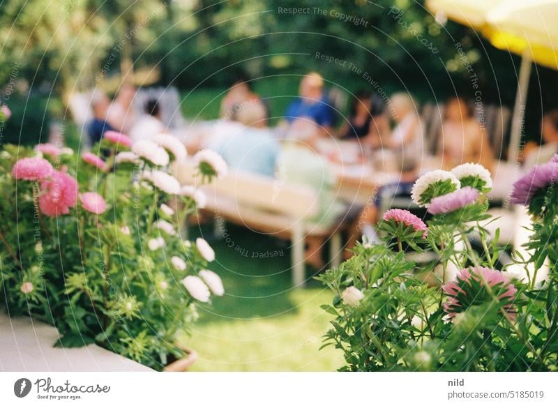 Sommerliches Gartenfest Feste & Feiern gartenfeier Gartenparty Party Farbfoto Stimmung Außenaufnahme feiern Geburtstag Analogfoto Kodak