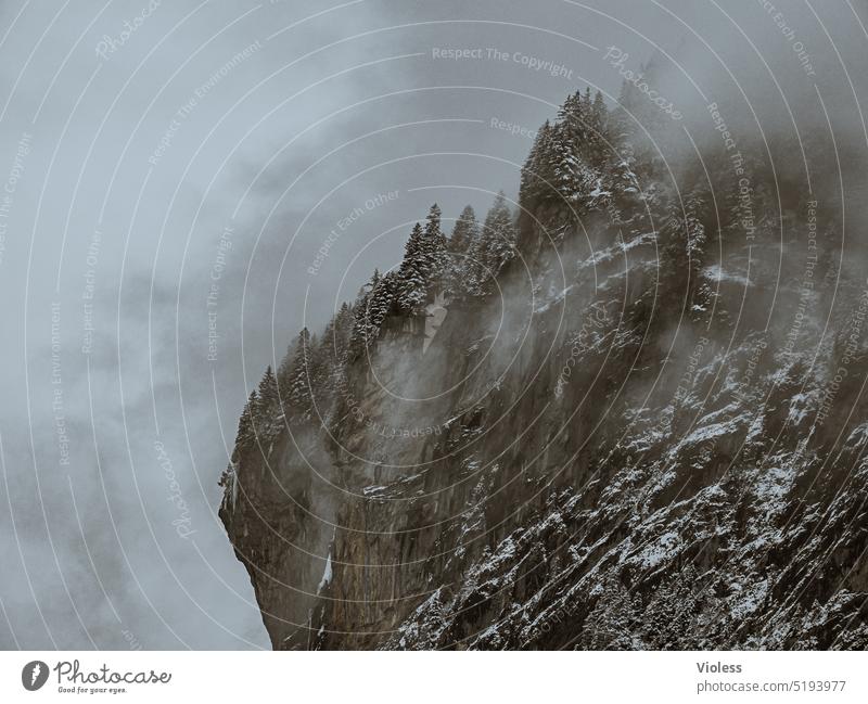 Bildstörung | Verschleiert Lauterbrunnen Schweiz Berge Wolken Nebel Nebelschleier Alpen Lauterbrunnental steile Felsen Felswand Klamm Stechelberg