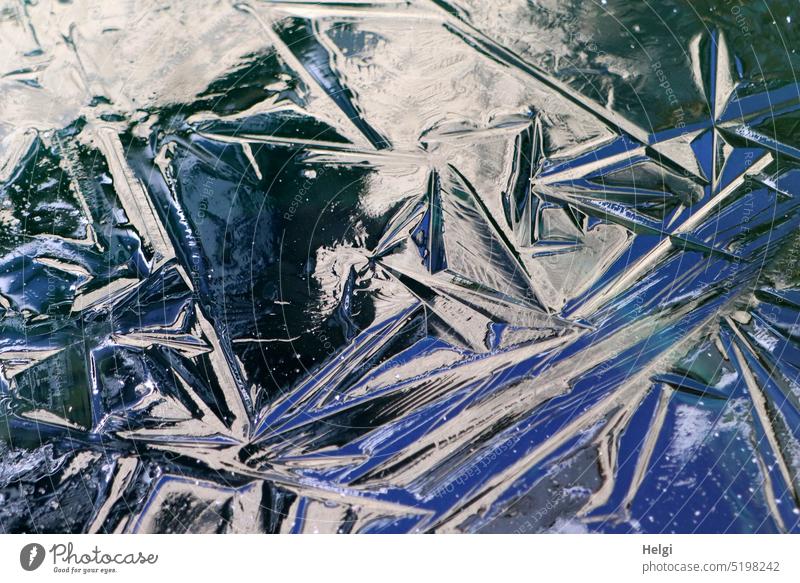 Eisstrukturen in der Regentonne Winter Frost Kälte gefroren kalt frostig Außenaufnahme kalte Temperatur Nahaufnahme Muster Strukturen Licht Schatten Winterzeit
