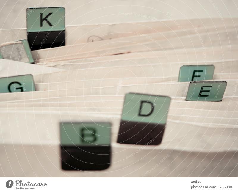 Systemrelevanz Kladde Bürokratie Buchstaben alphabetisch Ordnung Pappe einsortieren Druckbuchstaben Großbuchstaben Typographie provisorisch rosa