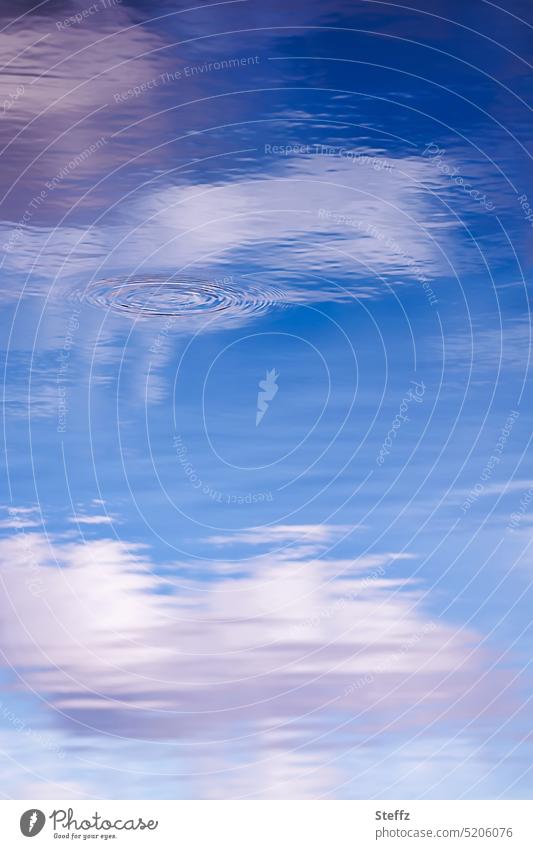 Himmel, Wasser und ein geheimnisvoller Strudel Himmelblau Himmelszeichen Zeichen am Himmel Kreise Sichtung Loch Erscheinung Wolkenhimmel See Teich
