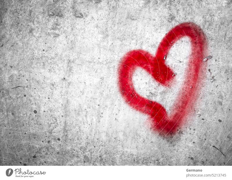 Rotes Herz abstrakt Kunst Künstler Hintergrund Konzept Beton Tag Dekoration & Verzierung Design dreckig Zeichnung Graffiti Gruß Grunge Liebe alt Farbe gemalt