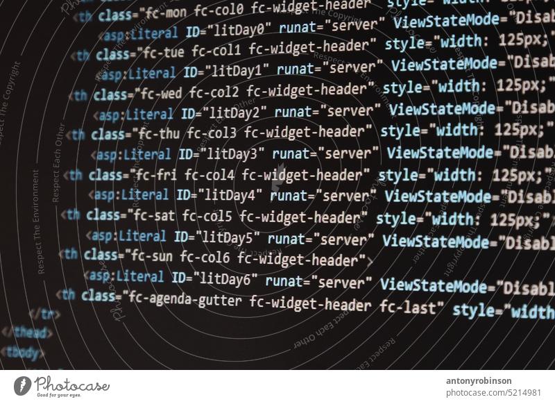 Teil des Codes einer Computer-Website Technik & Technologie Software Kodierung Vernetzung Programmierung Quelle Netz Anwendung Cyberspace HTML online