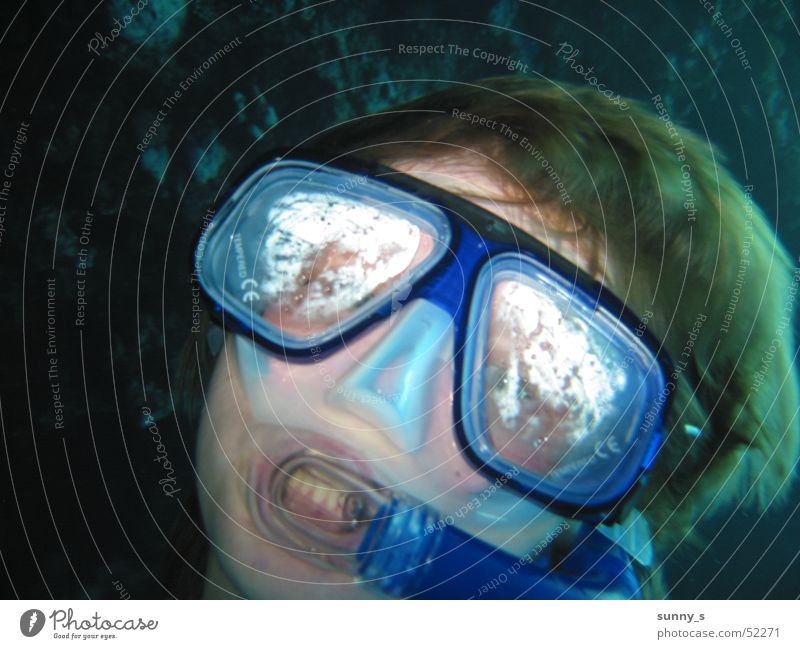 Blubb tauchen Schnorcheln Selbstportrait Taucherbrille Unterwasseraufnahme