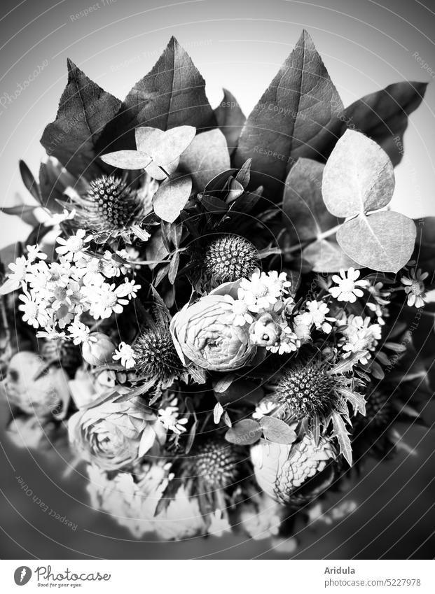 Blumenstrauß | das Gegenteil von … Rosen Diesteln Blätter Blüte romantisch Dekoration & Verzierung Hochzeit Geschenk Vergänglichkeit Strauß Kontrast Liebe Tod