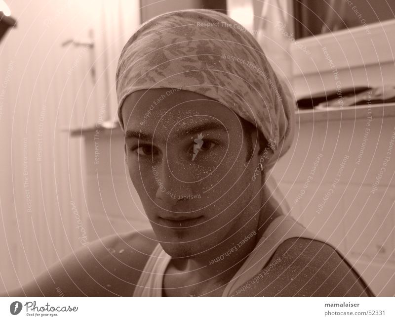 MALERMEISTER Mann Porträt streichen spritzen Gesicht koptuch Sepia