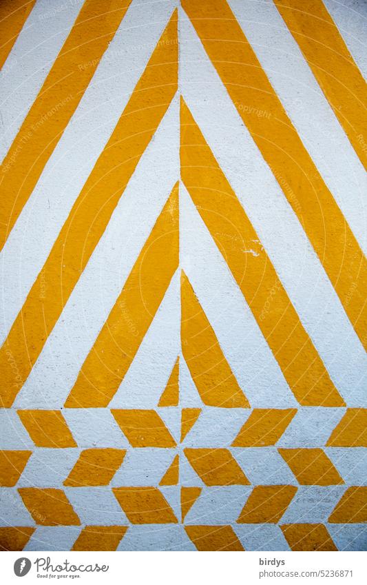 gelb-weißes Muster Slinien Rauten verzierung Strukturen & Formen Dekoration & Verzierung gelb-weiss formatfüllend Design Hintergrundbild abstrakt