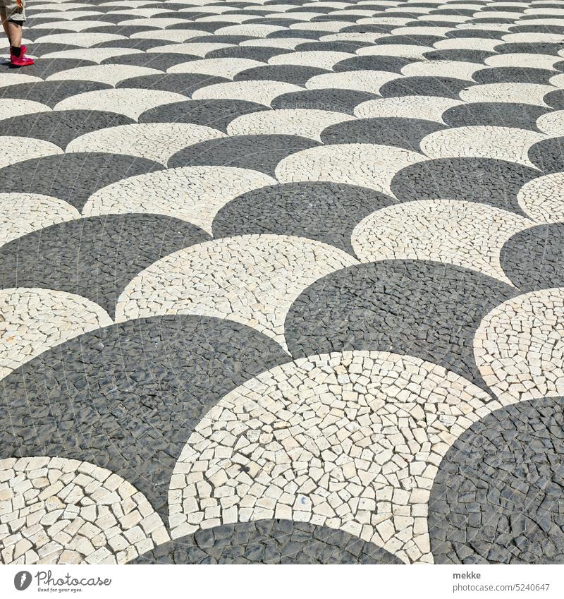 Bildstörung | Oben links Platz Muster Mosaik Pflastersteine Marktplatz Gehweg Strukturen & Formen Madeira Straßenbelag Bürgersteig Kopfsteinpflaster