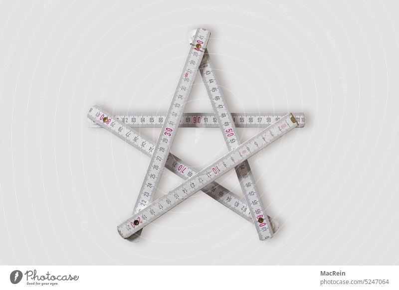 Zollstock in der Form eines Pentagramm Fünfzackig Metermaß fünf Eckpunkte Stern Okkultismus